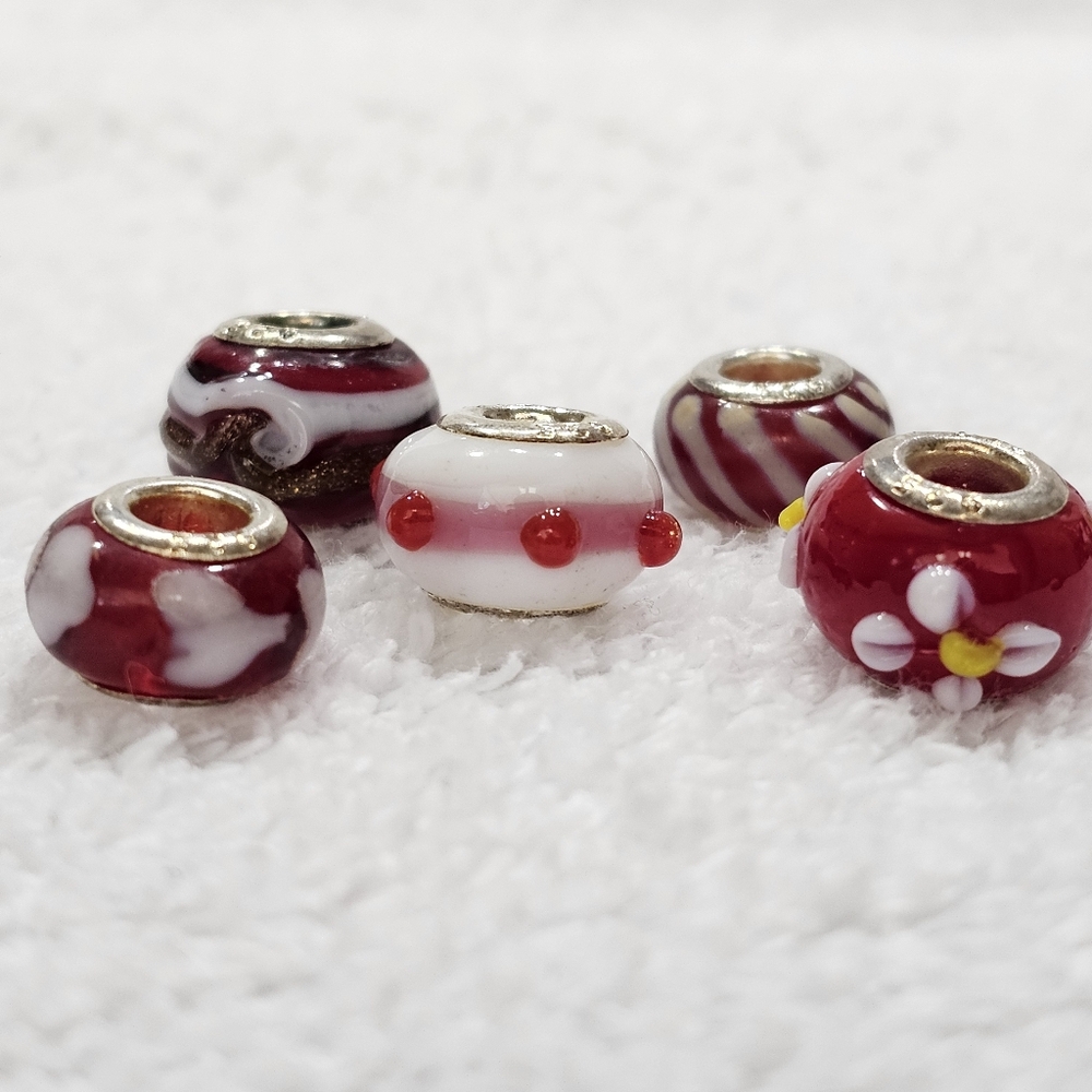 Glass Beads Bundle 925 Silver Center (15 Out Of 18) - Picture 3 of 14
